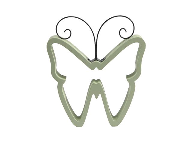 7.5" WOODEN BUTTERFLY FRAMED DECOR (GREEN)